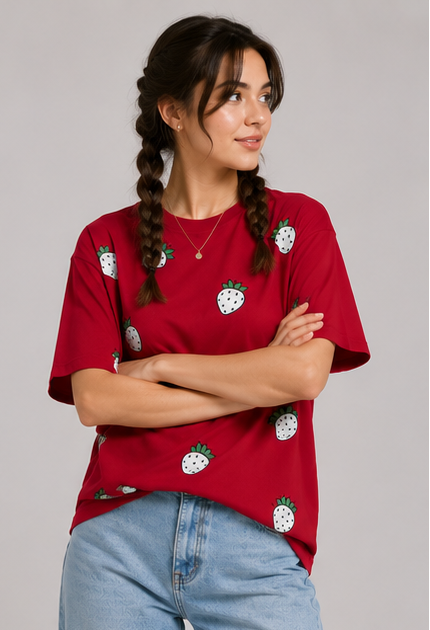 Sweet Strawberry Unisex Oversized Tee