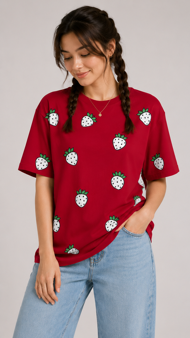 Sweet Strawberry Unisex Oversized Tee