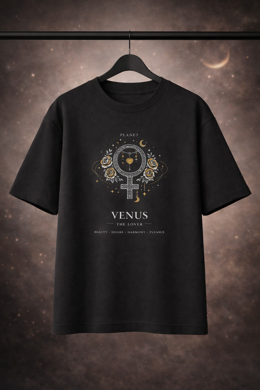 Venus Unisex Oversized T-Shirt – Black | Astrology Edition