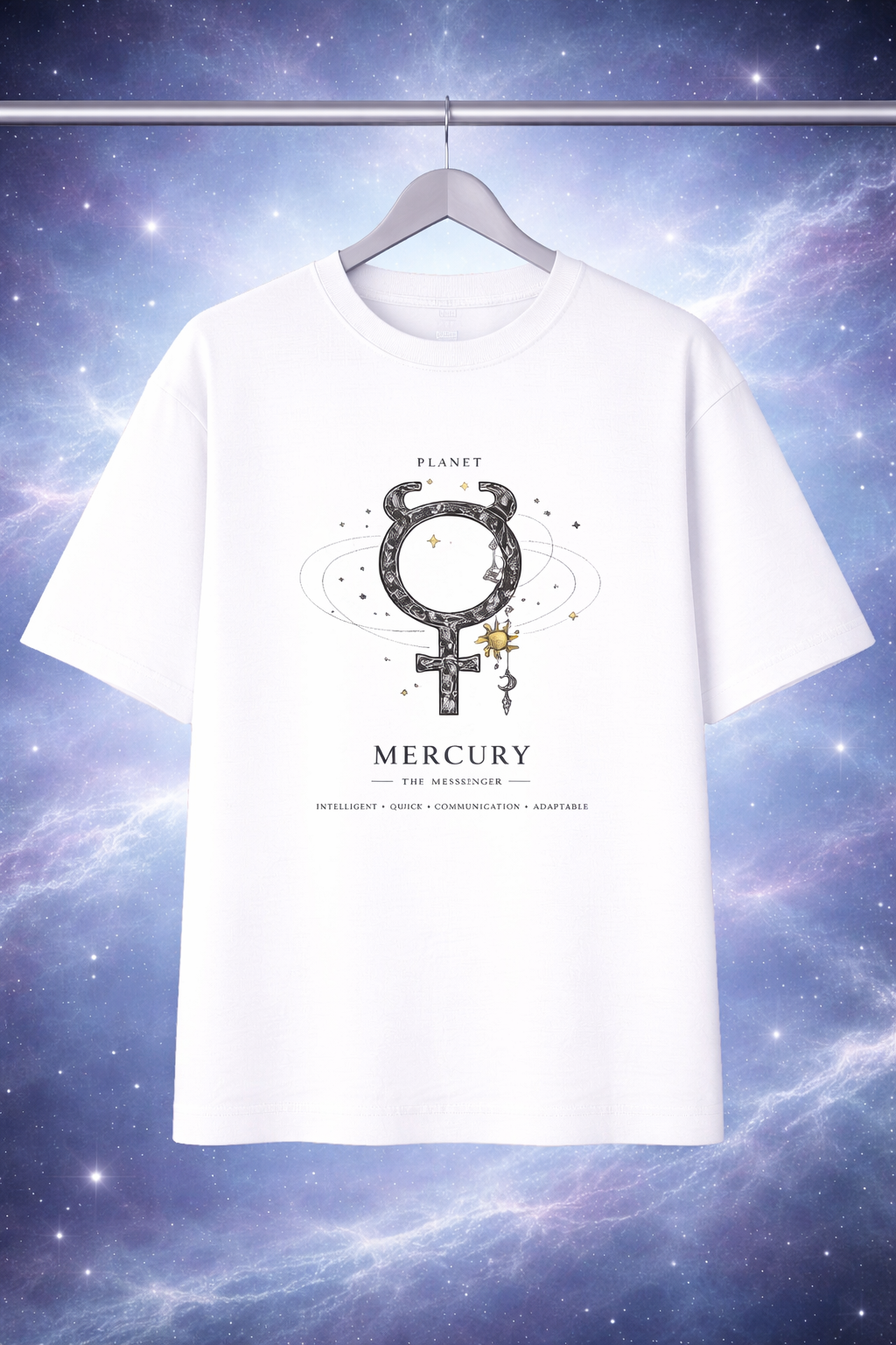 Mercury Oversized T-Shirt | White Astrology Streetwear