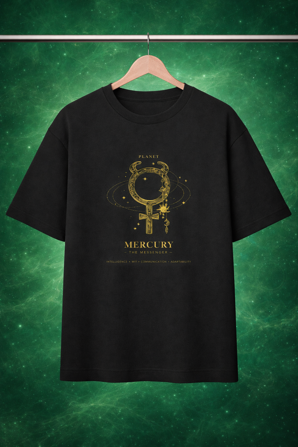Mercury Planet Oversized T-Shirt | Black Astrology Streetwear