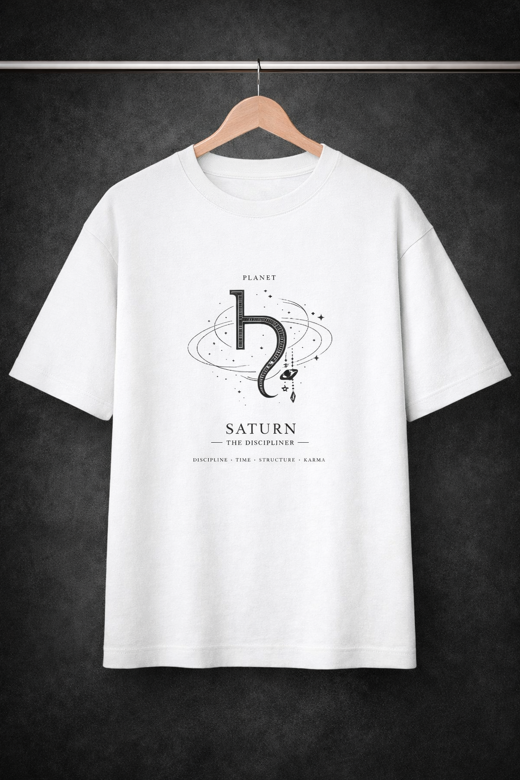 Saturn Planet Oversized T-Shirt | White Astrology Streetwear