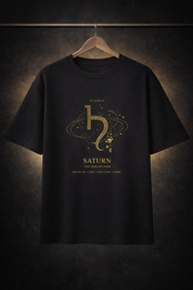 Saturn Planet Oversized T-Shirt | Black Astrology Streetwear
