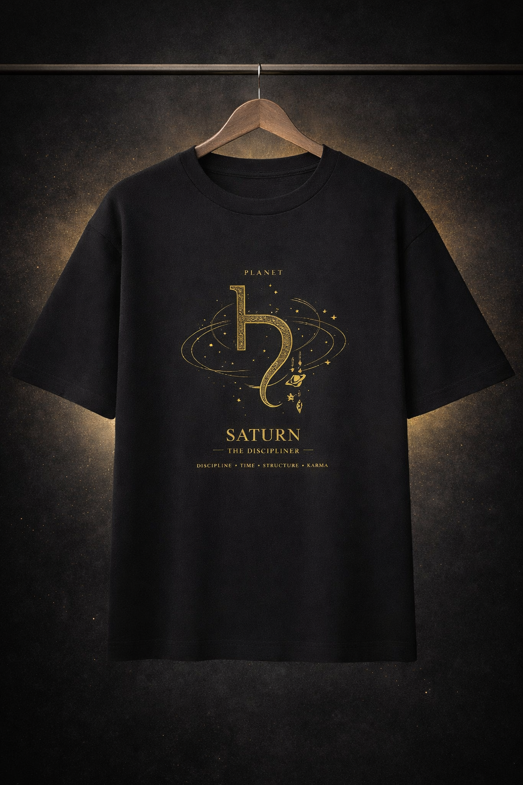 Saturn Planet Oversized T-Shirt | Black Astrology Streetwear