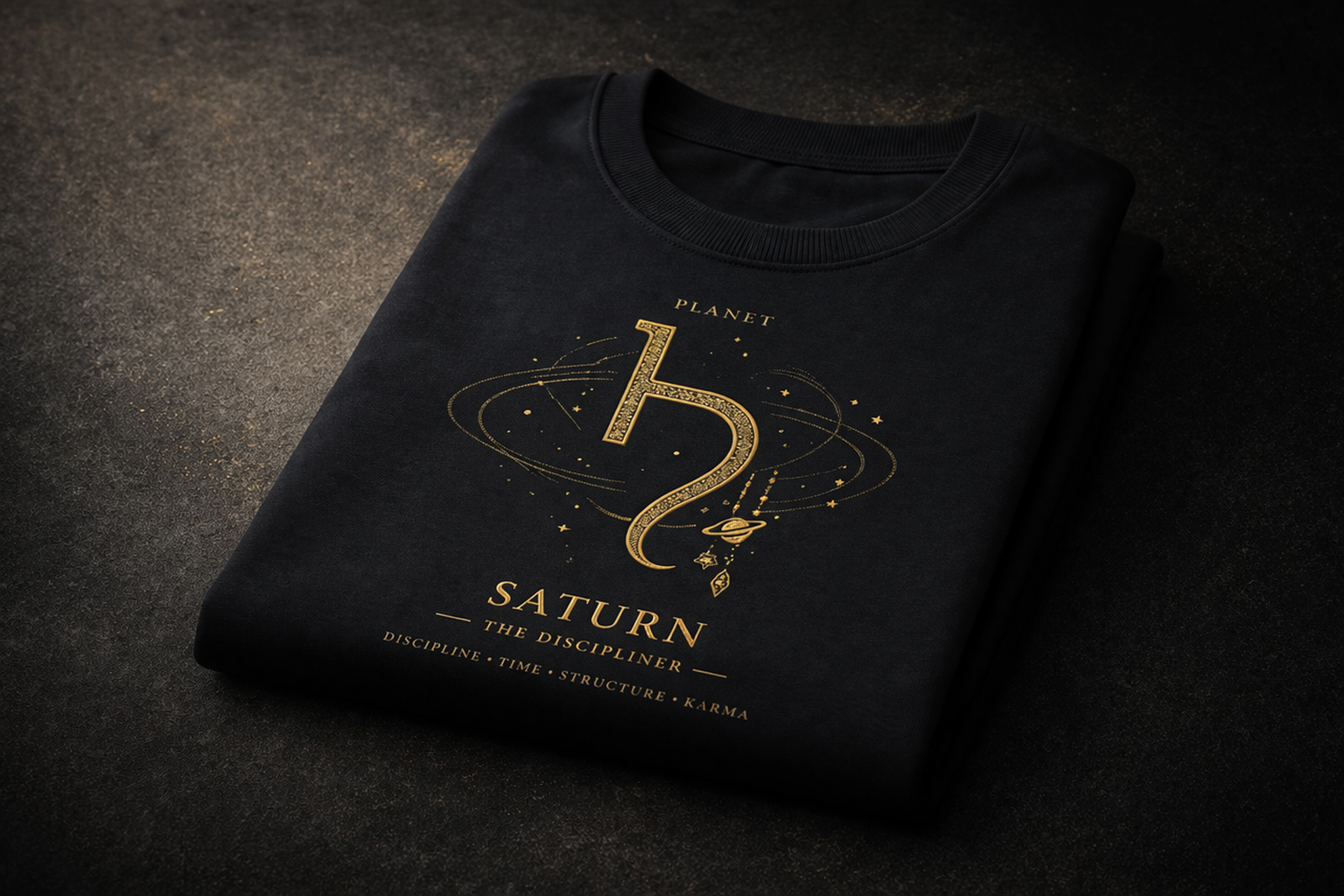 Saturn Planet Oversized T-Shirt | Black Astrology Streetwear
