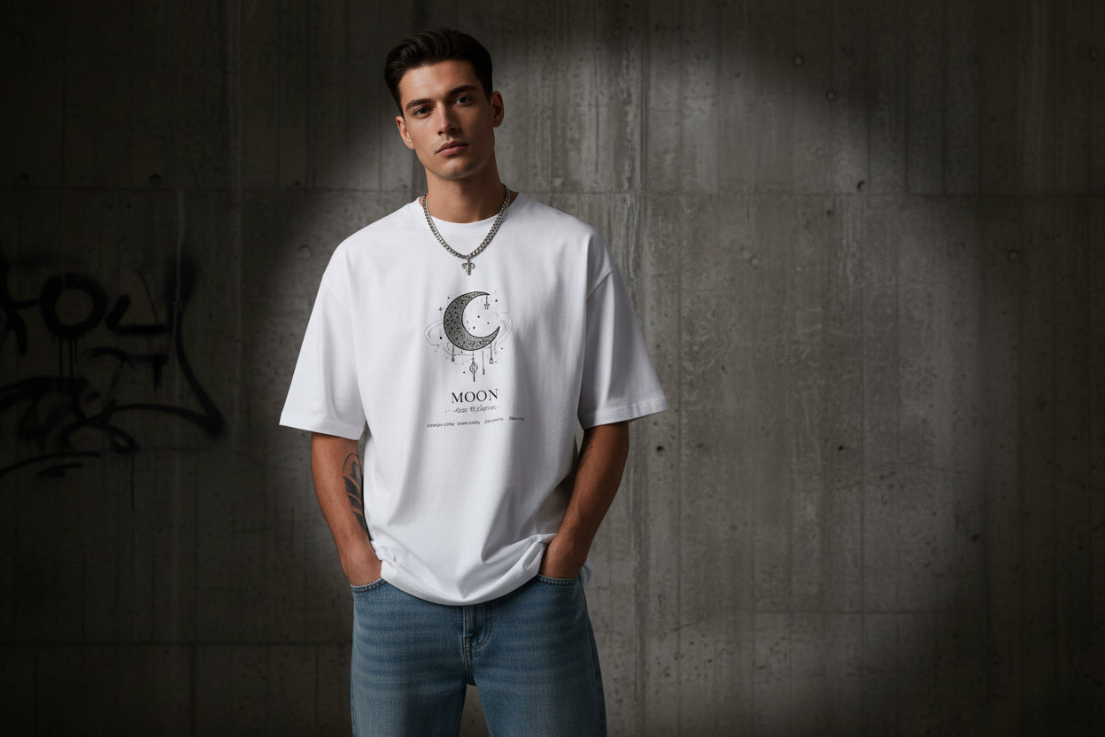 Celestial Moon Planet Oversized T-Shirt