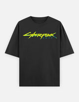 Neon Cyberpunk Motorcycle Chase Oversized Classic T-Shirt