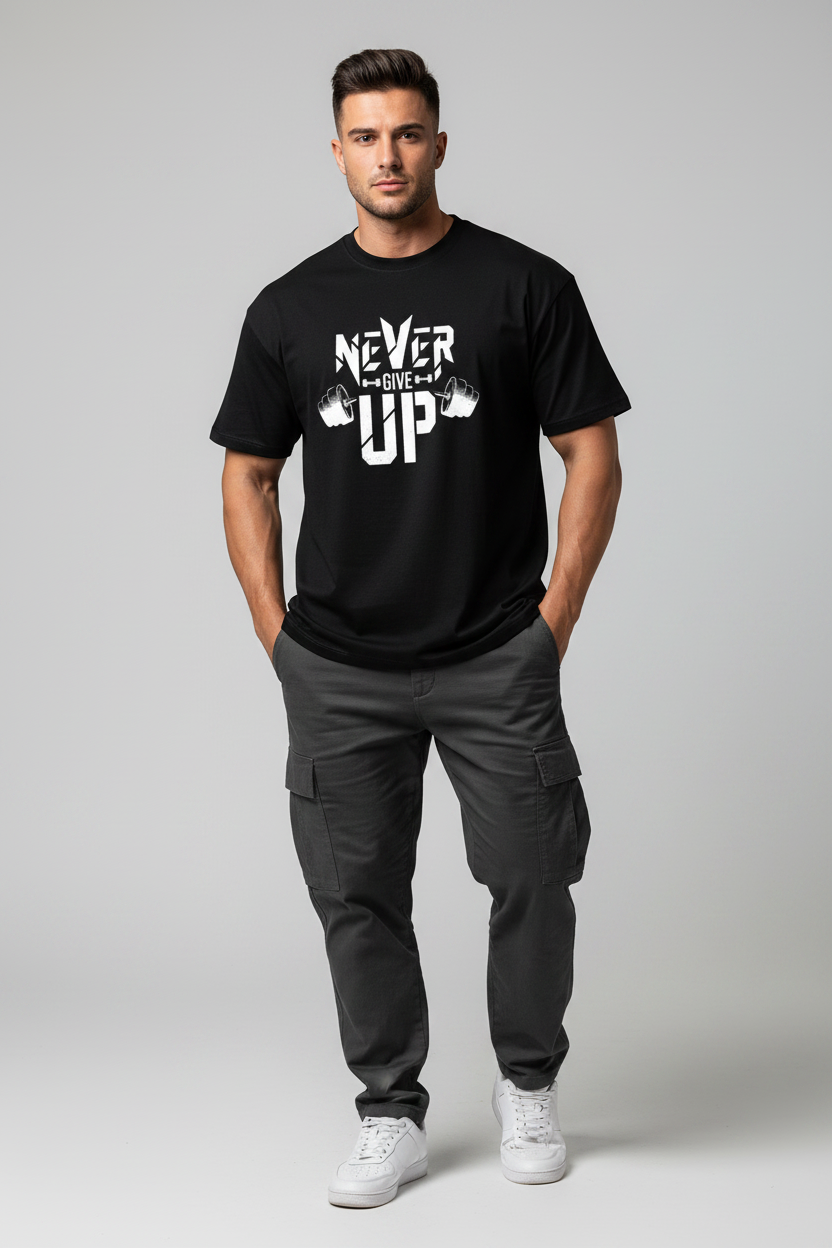 Never Give Up Unisex T-Shirt | Motivational Gym Tee