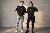 Navy black t-shirt with a graphic of a vintage motorcycle and the word 'Retro' on a white background.