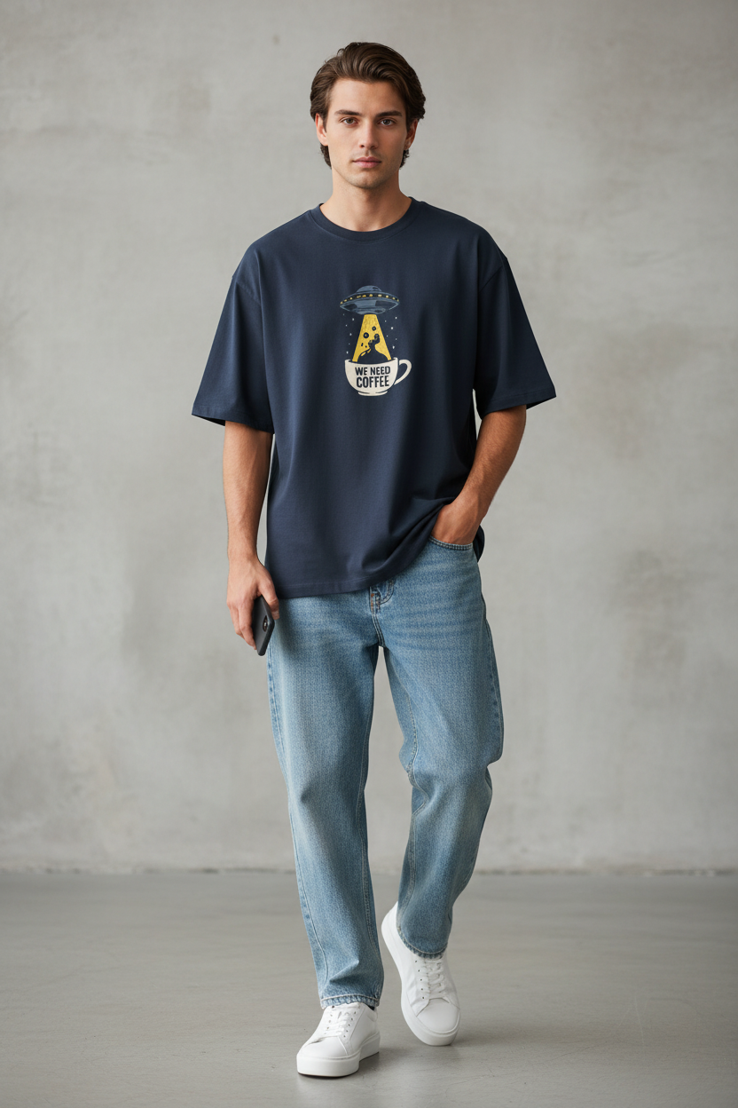 Need Coffee Oversized T-Shirt | Funny Graphic Tee – Lunara Ink